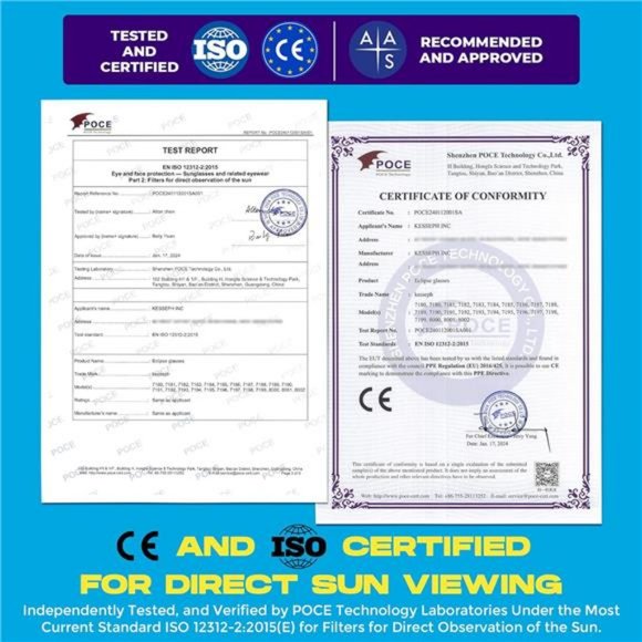 Solar Eclipse Glasses Approved 2024, (10 Pack) CE and ISO Certified - Picture 2 of 8